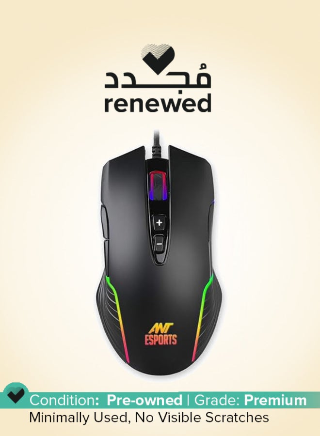 ANT Esports Renewed - GM500 RGB Wired Gaming Mouse | 6 DPI Sensitivity Level adjustments | Equipped with HUANO Mouse switches - Black - Image 1